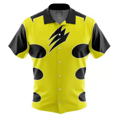 Yellow Ranger Jungle Fury Power Rangers Short Sleeve Button Up Hawaiian Shirt