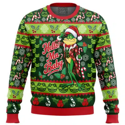 Hello Ma Baby Michigan J. Frog Ugly Christmas Sweater